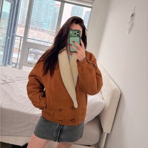 Extra warm fashionable- vintage shearling coat (100% sheepskin)